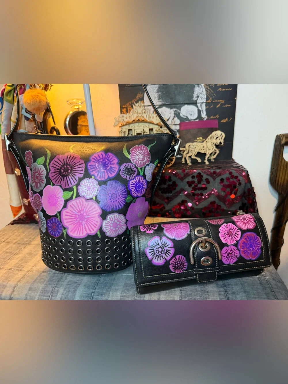 Coach 2014 Bleeker Hobo & SoHo Long Wallet OOAK Set Customized by @je_anne_art